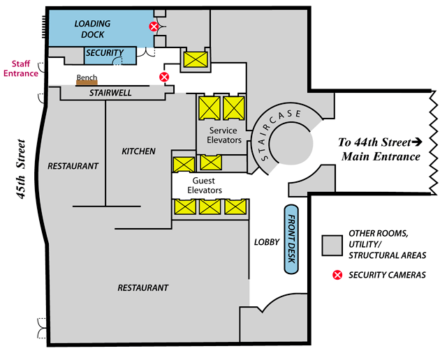 Plan du rez-de-chaussée du Sofitel de New York