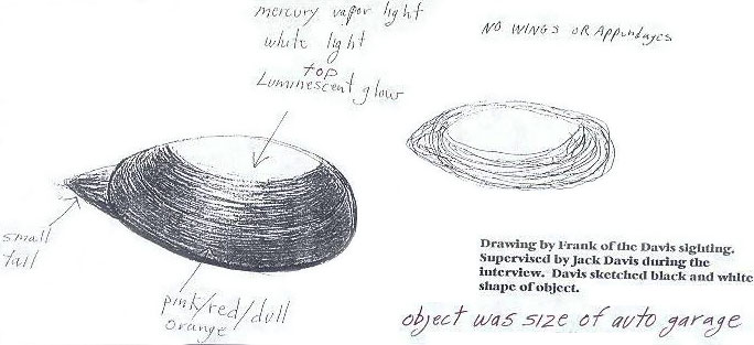 L'ovni dessiné par un témoin de Flatwoods, Jack Davis