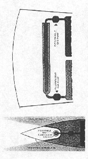 Light from motor, shown top and side, gives 'rocket' thrust. 