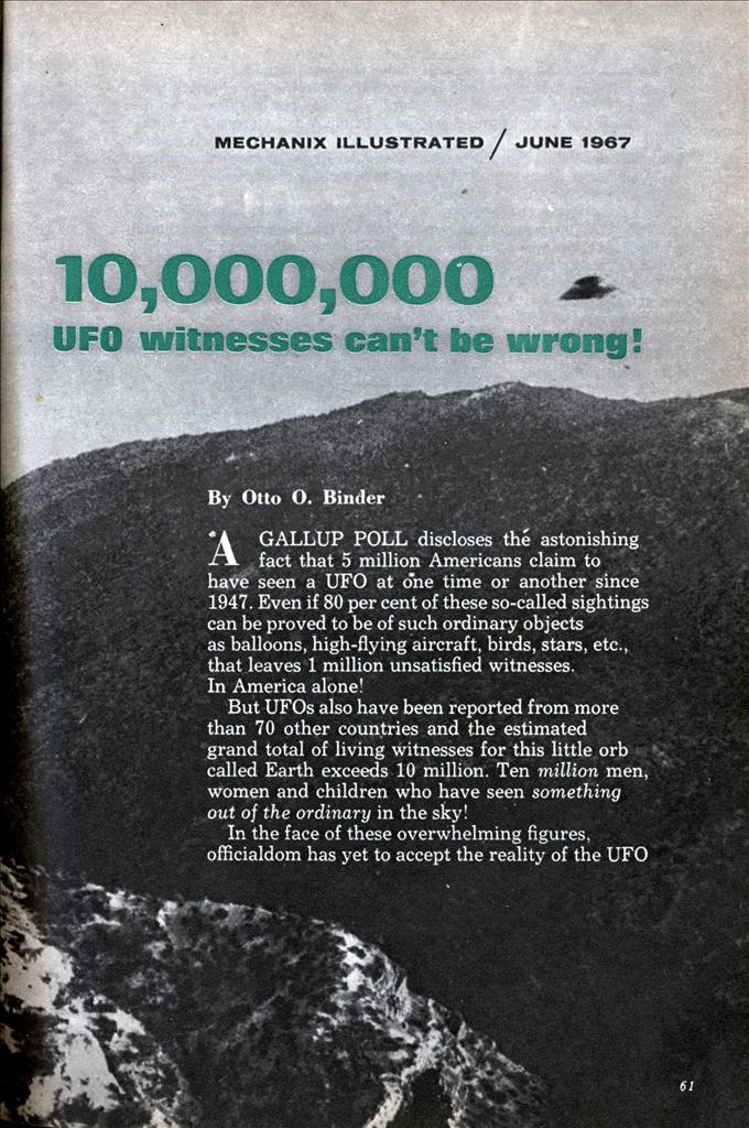 10,000,000 UFO witnesses can’t be wrong!